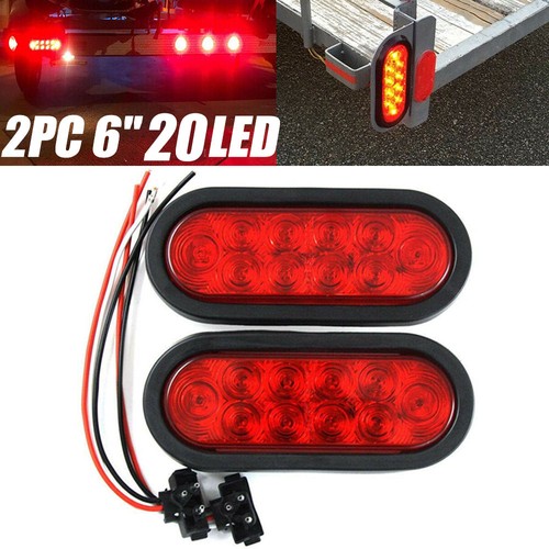 Red oval led trailer truck - 6",